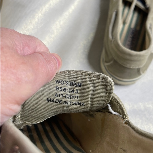 Sperry Top-Sider Casual Canvas Boat Shoes Light Olive Green 2 Eye Size 8.5 - Picture 9 of 11